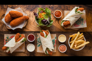 Specialty items from Chicken King including wraps and crispy tenders