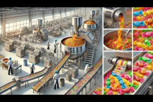 Fruit chew production process in a modern candy factory