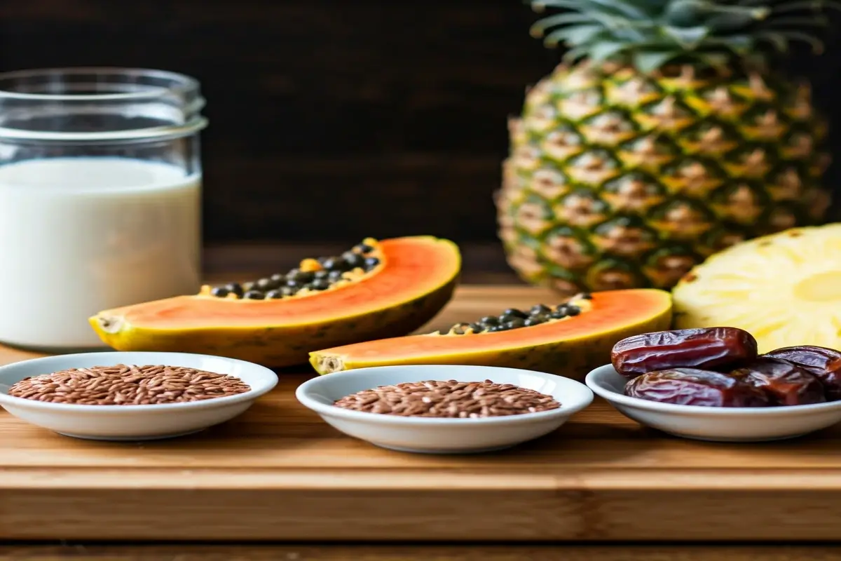 Fresh Papaya and Pineapple Ingredients for Smoothie