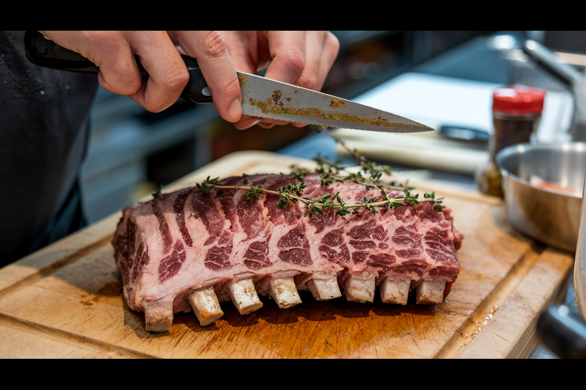 Fresh beef short ribs being seasoned with oxtail spices