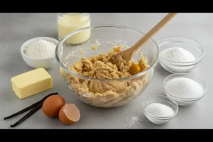 Crookie dough being mixed with fresh ingredients